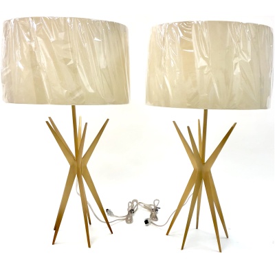 A Pair of Creststar Gold Table Lamps