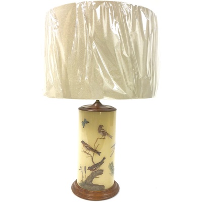 Vintage Reverse Decoupoge Glass Lamp