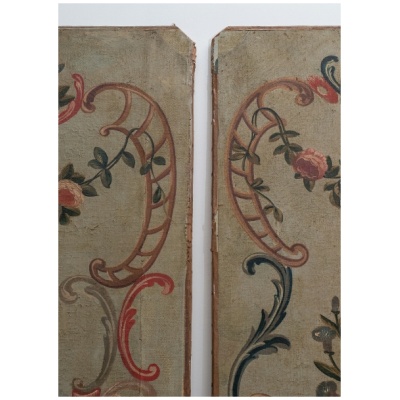 Antique Pair of French Painted Panels