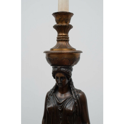 Antique F Barbedienne Bronze Lamp