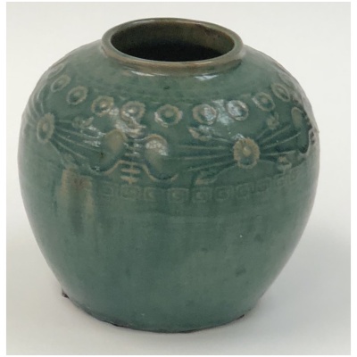 Chinese Aesthetic Green Glazed Round Pot