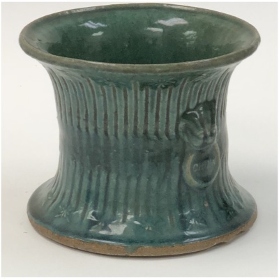 Antique Chinese Green Glazed Flared Pot