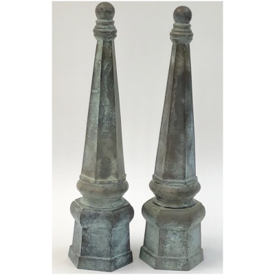 Pair of Bronze Obelisk Finials