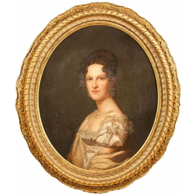 Antique Oval Portrait of Young Lady