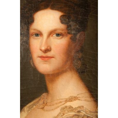 Antique Oval Portrait of Young Lady
