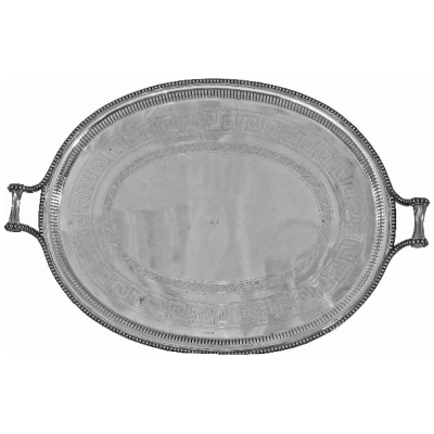 Antique English Oval Silverplate Tray