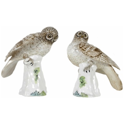 Antique Pair of Crown Staffordshire Owls