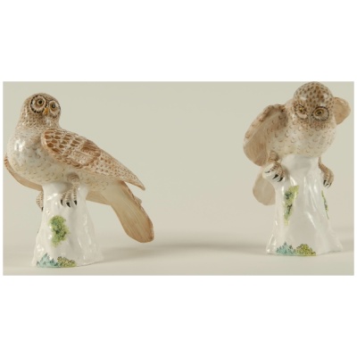 Antique Pair of Crown Staffordshire Owls