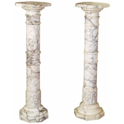 Antique Pair of White Marble Pedestals
