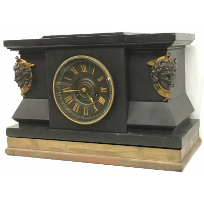 Antique Empire Black Slate Clock