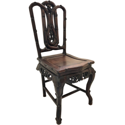 Antique Chinese Faux Bamboo Side Chair