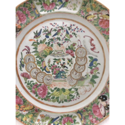 Antique Rose Medallion Coin Plate