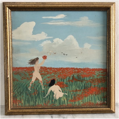 Ruiz "Poppy Field" Oil on Paper