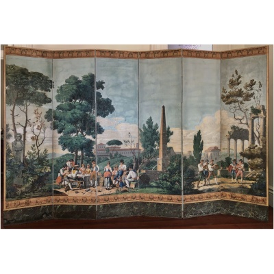 Antique Continental 6 Panel Paper Screen