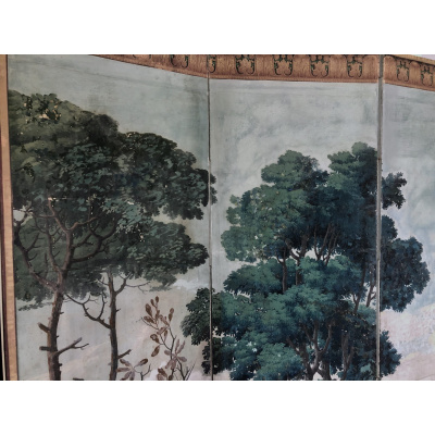 Antique Continental 6 Panel Paper Screen