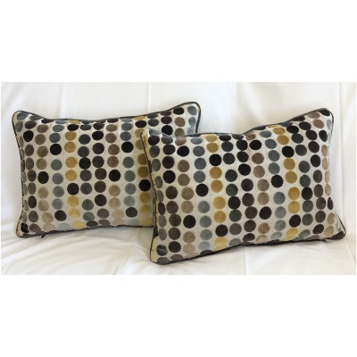 Custom Pair of 19x13 Pillows - Grey Dots