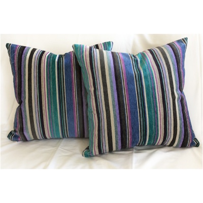 Custom Pair of 18" Pillows - Teal Stripe
