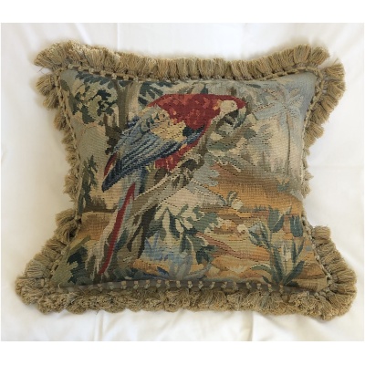 Old World Aubusson Pillow - Parrot