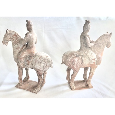 Pair of Tang Sytle Horse & Riders