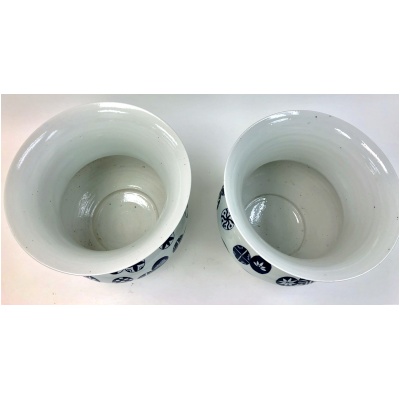 Pair of Aesthetic Blue & White Pots