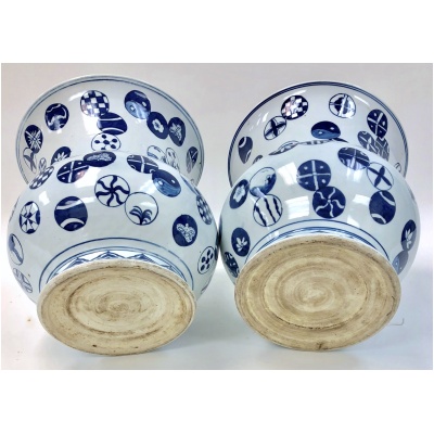 Pair of Aesthetic Blue & White Pots