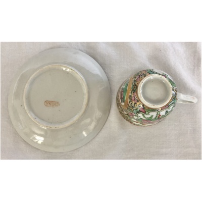 19th c. Rose Medallion Demitasse Set