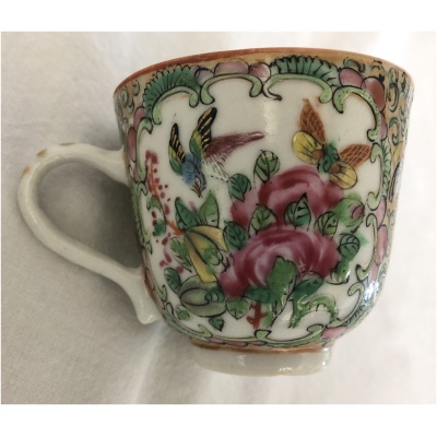 19th c. Rose Medallion Demitasse Set