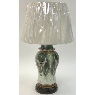 Vintage Oriental Cabbage& Butterfly Lamp