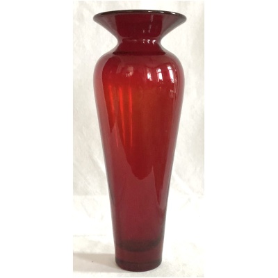 Blenko Glass Tall Chinese Red Glass Vase