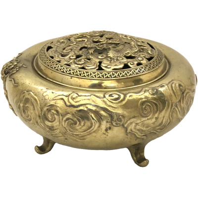 Antique Chinese Large Brass Ovoid Censer