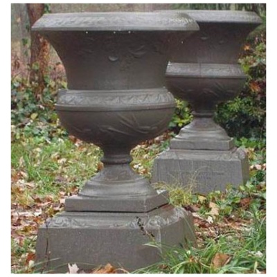 19th c. Pair of "Bell" Garden Urns