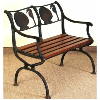 Antique Iron"Molla"Bench & 2 Chairs
