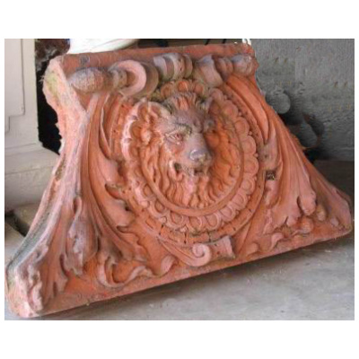 19th c. Terracotta Lion Pediment
