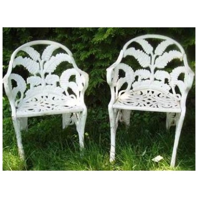 19th c. Pair of Cast Iron Fern Chairs