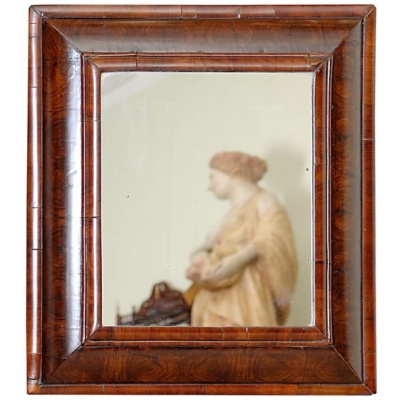 18th c. Oyster Wood Cushion Mirror