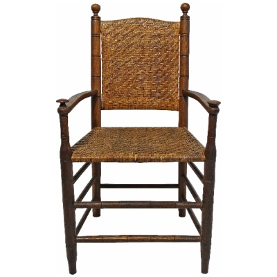 19th c. English Oak Arm Chair w/Rush