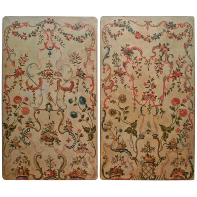 19th c. Pair of French Painted Panels