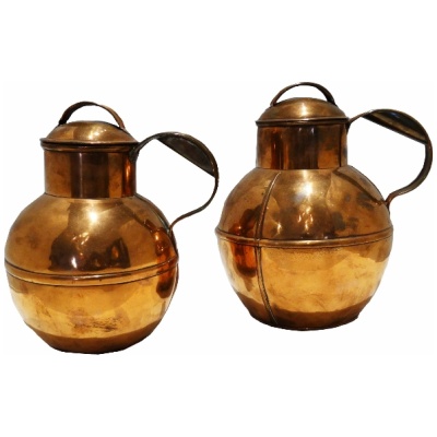 19th c. Pair Guernsey Copper Dairy Jugs