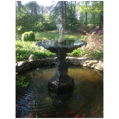 19th c. J W Fiske 48"Egret Fountain