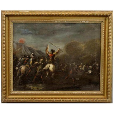 18th c. Pr of Continental War Scene Oils