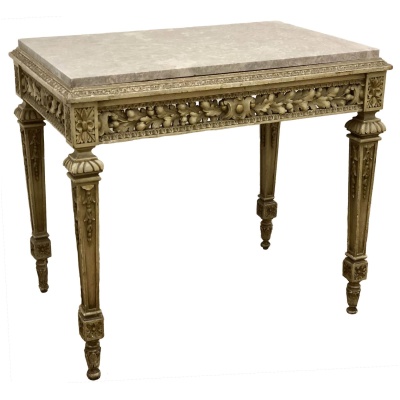 19th c. Louis XVI Table w/Travertine