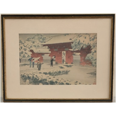Vintage Pair Japanese Woodblock Prints