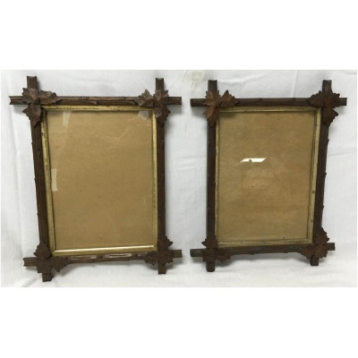 19th c. Pair Black Forest Rect Frames