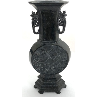 Vintage Chinese Carved Green Marble Vase