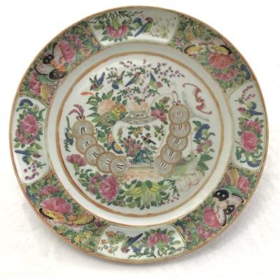 19th c. Rose Medallion Coin Plate