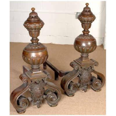 19th c. Pair of Castle Andirons *Sold