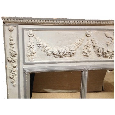 19th c. Painted French 3 Panel Trumeau