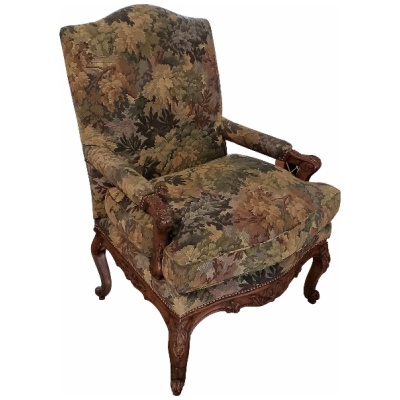 Vintage Carved Oak Fauteuil Chair