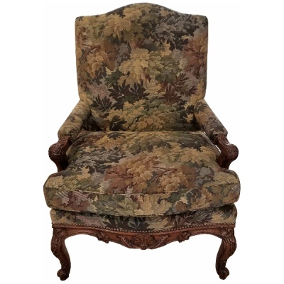 Vintage Carved Oak Fauteuil Chair