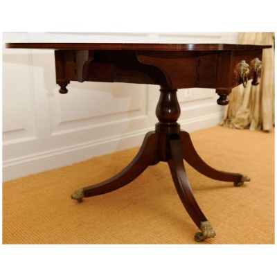 19th c. Mahogany Sofa Table w/Lion Heads